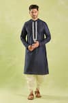 Arihant Rai Sinha_Blue Polyester, Silk Embroidery Navy Kurta And Patiala Pant Set _at_Aza_Fashions