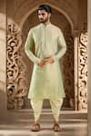 Buy_Samyukta Singhania_Green Kurta Poly Silk Placement Embroidery Floral Set With Patiala Pant _at_Aza_Fashions