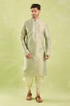 Shop_Samyukta Singhania_Green Kurta Poly Silk Placement Embroidery Floral Set With Patiala Pant _Online_at_Aza_Fashions