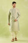 Samyukta Singhania_Green Kurta Poly Silk Placement Embroidery Floral Set With Patiala Pant _at_Aza_Fashions