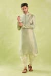 Buy_Samyukta Singhania_Green Kurta Poly Silk Placement Embroidery Floral Set With Patiala Pant 