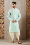 Buy_Arihant Rai Sinha_Blue Silk Embroidery Floral Kurta And Patiala Pant Set _at_Aza_Fashions