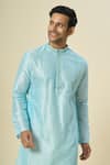 Arihant Rai Sinha_Sky Blue Silk Pintuck Pattern Kurta Set _Online_at_Aza_Fashions