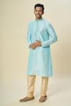 Arihant Rai Sinha_Sky Blue Silk Pintuck Pattern Kurta Set _at_Aza_Fashions