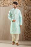 Buy_Arihant Rai Sinha_Sky Blue Silk Embroidery Tonal Placket Kurta Set _at_Aza_Fashions