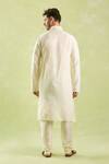 Shop_Samyukta Singhania_Cream Kurta Poly Silk Embroidered Thread Contrast Placket Set _at_Aza_Fashions