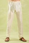 Buy_Samyukta Singhania_Cream Kurta Poly Silk Embroidered Thread Contrast Placket Set 
