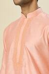 Buy_Arihant Rai Sinha_Pink Polyester, Chanderi Embroidery Paisley Placket Kurta And Churidar _Online_at_Aza_Fashions