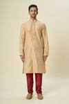 Buy_Samyukta Singhania_Beige Kurta Poly Silk Embroidered Thread Set With Churidar _Online_at_Aza_Fashions