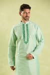 Buy_Arihant Rai Sinha_Green Polyester, Chanderi Embroidery Tonal Vine Kurta Set _Online_at_Aza_Fashions