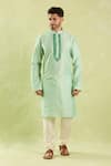 Arihant Rai Sinha_Green Polyester, Chanderi Embroidery Tonal Vine Kurta Set _at_Aza_Fashions