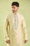 Buy_Samyukta Singhania_Beige Kurta Poly Silk Embroidered Thread Contrast Set _Online_at_Aza_Fashions