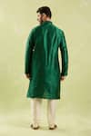 Shop_Arihant Rai Sinha_Green Silk Embroidery Placket Kurta Set _at_Aza_Fashions
