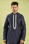 Arihant Rai Sinha_Blue Polyester, Silk Embroidery Paisley Floral Kurta Set _at_Aza_Fashions