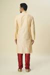 Shop_Samyukta Singhania_Beige Kurta Poly Silk Embroidered Thread Tonal And Churidar _at_Aza_Fashions