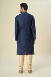 Shop_Arihant Rai Sinha_Blue Polyester, Silk, Chanderi Embroidery Jaal Placket Kurta Set _at_Aza_Fashions