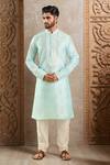 Buy_Arihant Rai Sinha_Sky Blue Silk Embroidery Floral Vine Kurta Set _at_Aza_Fashions