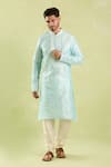 Arihant Rai Sinha_Sky Blue Silk Embroidery Floral Vine Kurta Set _Online_at_Aza_Fashions