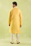Shop_Samyukta Singhania_Yellow Polyester, Silk, Chanderi Embroidery Floral Jaal Placket Kurta Set _at_Aza_Fashions