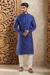 Buy Arihant Rai Sinha Blue Polyester, Chanderi Silk Embroidery Threadwork Swirl Placket Kurta Set at Aza Fashions Buy_Arihant Rai Sinha_Blue Polyester, Chanderi Silk Embroidery Threadwork Swirl Placket Kurta Set _at_Aza_Fashions
