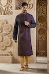 Buy_Samyukta Singhania_Blue Kurta Silk Embroidery Aari Set _at_Aza_Fashions
