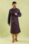 Samyukta Singhania_Blue Kurta Silk Embroidery Aari Set _at_Aza_Fashions