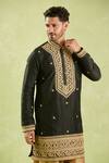 Buy_Samyukta Singhania_Black Polyester Silk Embroidery Dori Kurta Set _Online_at_Aza_Fashions