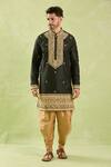 Shop_Samyukta Singhania_Black Polyester Silk Embroidery Dori Kurta Set _Online_at_Aza_Fashions