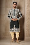 Buy_Samyukta Singhania_Black Polyester Embroidery Floral Thread Kurta Set _at_Aza_Fashions