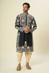 Shop_Samyukta Singhania_Black Polyester Embroidery Floral Thread Kurta Set _Online_at_Aza_Fashions