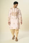 Shop_Arihant Rai Sinha_Pink Polyester, Silk Embroidery Thread Kurta Set _Online_at_Aza_Fashions