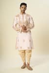 Arihant Rai Sinha_Pink Polyester, Silk Embroidery Thread Kurta Set _at_Aza_Fashions