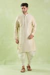 Buy_Samyukta Singhania_Beige Polyester, Silk Mirrors, Embroidery Work Kurta And Patiala Pant Set _Online_at_Aza_Fashions