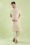Shop_Samyukta Singhania_Beige Polyester, Silk Mirrors, Embroidery Work Kurta And Patiala Pant Set _Online_at_Aza_Fashions