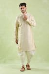Samyukta Singhania_Beige Polyester, Silk Mirrors, Embroidery Work Kurta And Patiala Pant Set _at_Aza_Fashions