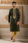 Buy_Samyukta Singhania_Black Art Silk Embroidery Resham Kurta And Patiala Pant Set _at_Aza_Fashions