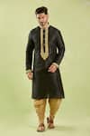 Shop_Samyukta Singhania_Black Art Silk Embroidery Resham Kurta And Patiala Pant Set _Online_at_Aza_Fashions