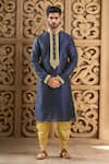 Buy Arihant Rai Sinha Blue Silk Embroidery Floral Placket Kurta And Patiala Pant at Aza Fashions Buy_Arihant Rai Sinha_Blue Silk Embroidery Floral Placket Kurta And Patiala Pant _at_Aza_Fashions