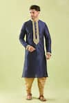 Arihant Rai Sinha Blue Silk Embroidery Floral Placket Kurta And Patiala Pant at Aza Fashions Arihant Rai Sinha_Blue Silk Embroidery Floral Placket Kurta And Patiala Pant _at_Aza_Fashions