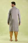 Shop Arihant Rai Sinha Gray Linen, Cotton Embroidery Resham Placket Kurta Set at Aza Fashions Shop_Arihant Rai Sinha_Gray Linen, Cotton Embroidery Resham Placket Kurta Set _at_Aza_Fashions