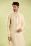 Arihant Rai Sinha Beige Linen, Cotton Embroidery Kurta And Patiala Pant Set Online at Aza Fashions Arihant Rai Sinha_Beige Linen, Cotton Embroidery Kurta And Patiala Pant Set _Online_at_Aza_Fashions