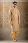 Buy_Samyukta Singhania_Brown Kurta Pure Linen Embroidery Resham Set With Patiala Pant _at_Aza_Fashions
