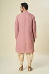 Shop_Samyukta Singhania_Pink Kurta Pure Linen Embroidery Aari Set _at_Aza_Fashions
