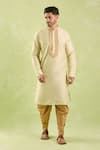 Arihant Rai Sinha_Beige Silk Embroidery Geometric Kurta Set _at_Aza_Fashions