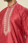 Samyukta Singhania_Pink Polyester Diamonds Dori Work Embroidered Kurta Set _Online_at_Aza_Fashions