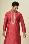Shop_Samyukta Singhania_Pink Polyester Diamonds Dori Work Embroidered Kurta Set _Online_at_Aza_Fashions