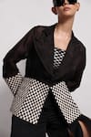 Devina Juneja_Black Monochrome Woven Blazer _Online_at_Aza_Fashions