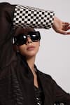 Buy_Devina Juneja_Black Monochrome Woven Blazer _Online_at_Aza_Fashions