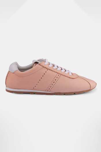 Heel Your Sole_Peach Brogue Kipper Tie-up Sneakers _Online_at_Aza_Fashions