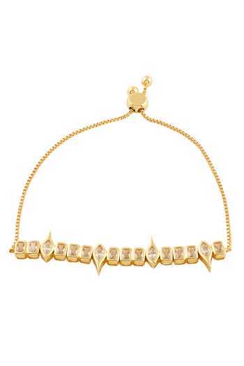 Shop_Isharya_Gold Plated Crystals Stone Studded Tennis Bracelet _at_Aza_Fashions